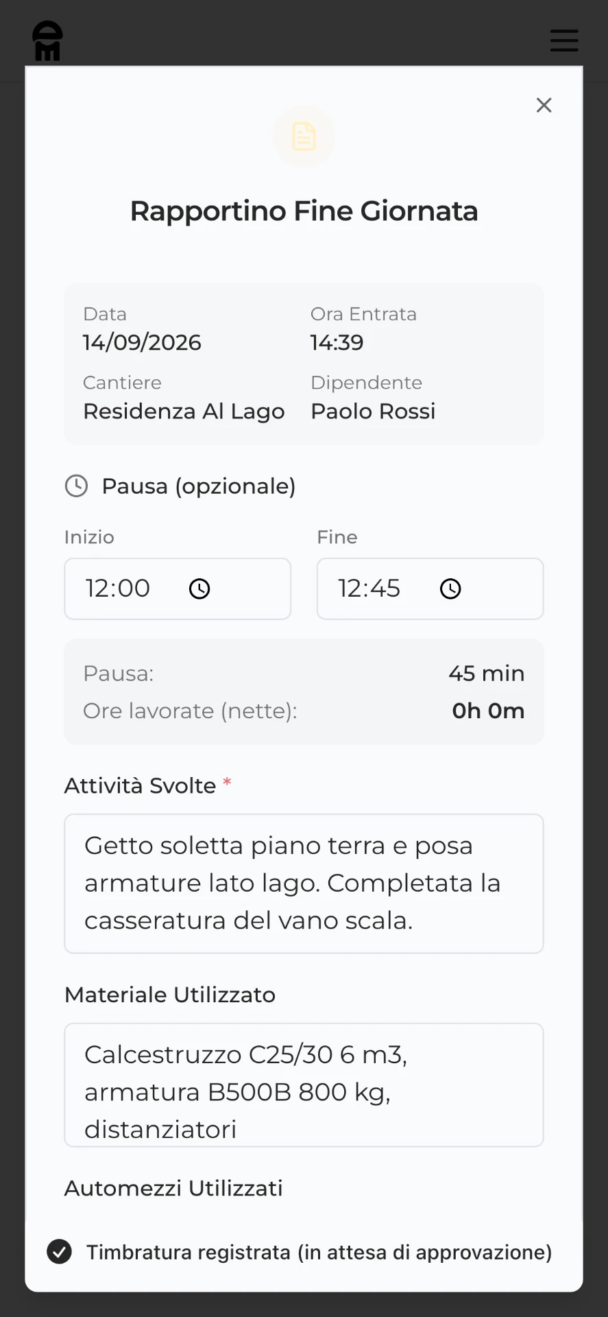 EME — Rapportino di fine turno